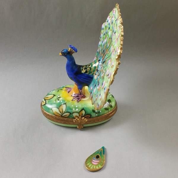 Peacock with Feather Limoges Box by Rochard™-Limoges Box-Rochard-Top Notch Gift Shop