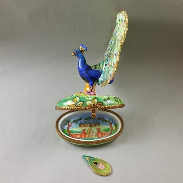 Peacock with Feather Limoges Box by Rochard™-Limoges Box-Rochard-Top Notch Gift Shop