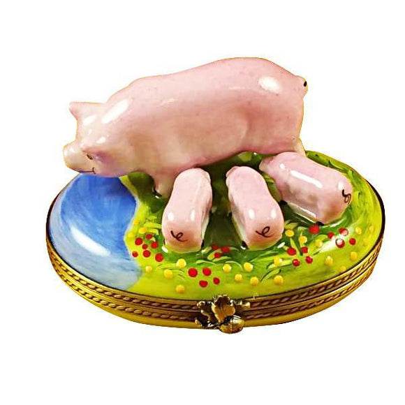 Pig With Three Babies Limoges Box by Rochard™-Limoges Box-Rochard-Top Notch Gift Shop