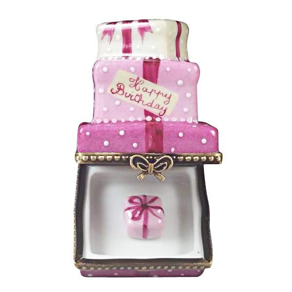 Pink Birthday Cake With Present Limoges Box by Rochard™-Limoges Box-Rochard-Top Notch Gift Shop