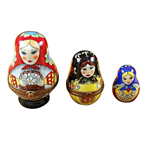 Russian Dolls S/3 Red Scarf Limoges Box by Rochard™-Limoges Box-Rochard-Top Notch Gift Shop