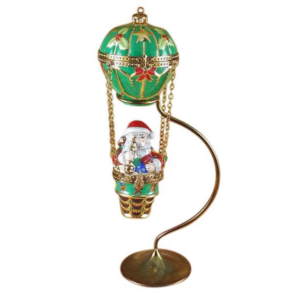 Santa In Balloon With Brass Stand Limoges Box by Rochard™-Limoges Box-Rochard-Top Notch Gift Shop