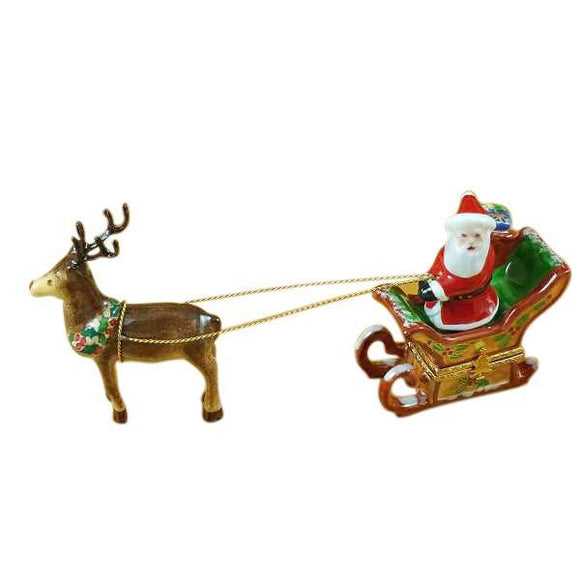 Santa In Sleigh with Reindeer Limoges Box by Rochard™-Limoges Box-Rochard-Top Notch Gift Shop