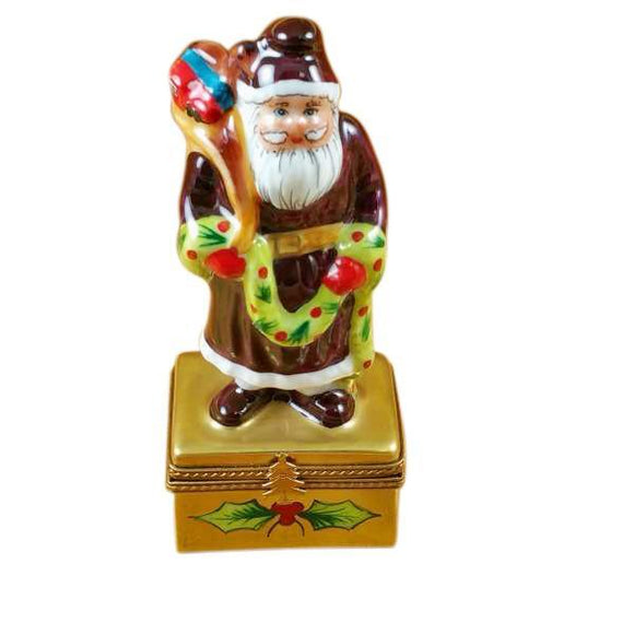 Santa with Christmas Garland Limoges Box by Rochard™-Limoges Box-Rochard-Top Notch Gift Shop