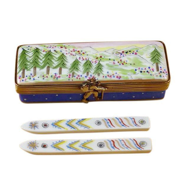 Ski Box With Skis Limoges Box by Rochard™-Limoges Box-Rochard-Top Notch Gift Shop