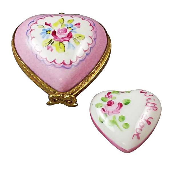 Small Pink Heart with Heart Limoges Box by Rochard™-Limoges Box-Rochard-Top Notch Gift Shop