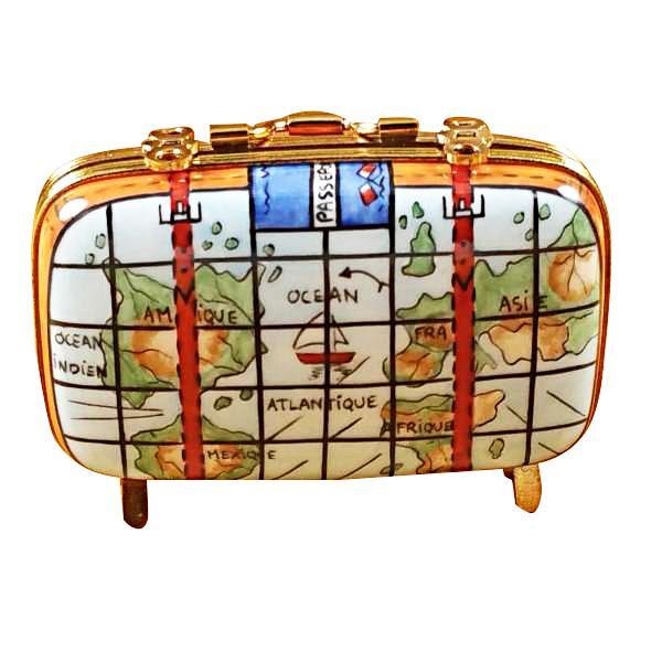 Suitcase with Maps Limoges Box by Rochard™-Limoges Box-Rochard-Top Notch Gift Shop