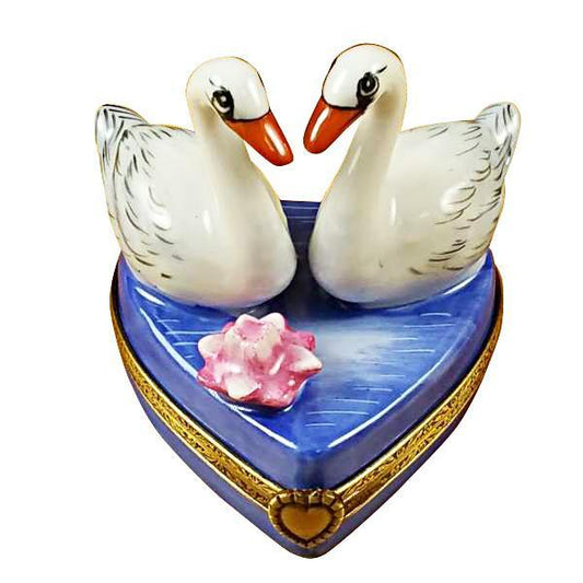 Two Swans On Heart Limoges Box by Rochard™-Limoges Box-Rochard-Top Notch Gift Shop