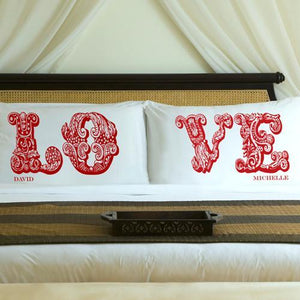 Romantic Red LOVE Connection Couples Personalized Pillow Case Set-Pillow Case-JDS Marketing-Top Notch Gift Shop