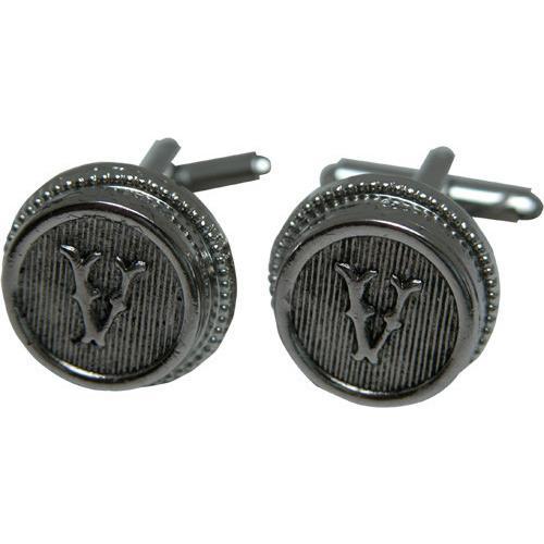 Round Silver Initial Cufflinks-Cufflinks-Classic Legacy-Top Notch Gift Shop