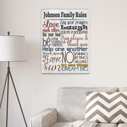 Rules of the House Personalized White Canvas Print-Canvas Signs-JDS Marketing-Top Notch Gift Shop