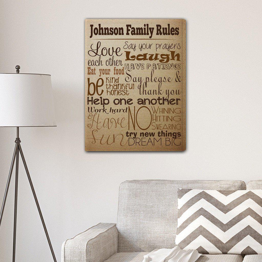 Rules of the House Personalized Burplap Canvas Print-Canvas Signs-JDS Marketing-Top Notch Gift Shop