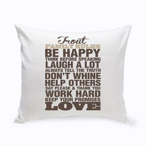 Rustic Family Rules Personalized Throw Pillow-Pillow-JDS Marketing-Top Notch Gift Shop