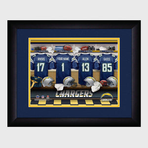 Los Angeles Chargers Personalized Locker Room Print with Matted Frame-Print-JDS Marketing-Top Notch Gift Shop