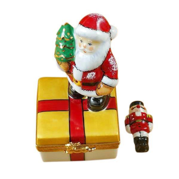 Santa On Present With Removable Nutcracker Limoges Box by Rochard™-Limoges Box-Rochard-Top Notch Gift Shop