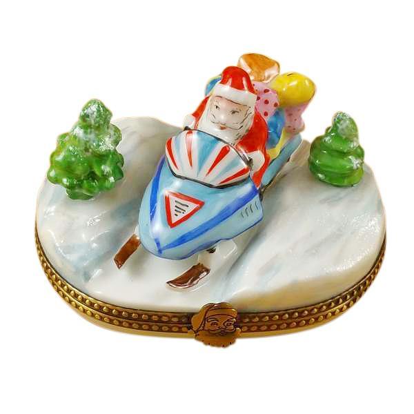 Santa On Snowmobile Limoges Box by Rochard™-Limoges Box-Rochard-Top Notch Gift Shop