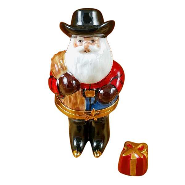 Santa With Cowboy Hat, Boots, Rope Limoges Box by Rochard™-Limoges Box-Rochard-Top Notch Gift Shop