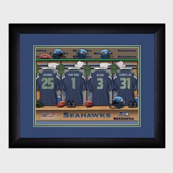 Seattle Seahawks Personalized Locker Room Print with Matted Frame-Print-JDS Marketing-Top Notch Gift Shop
