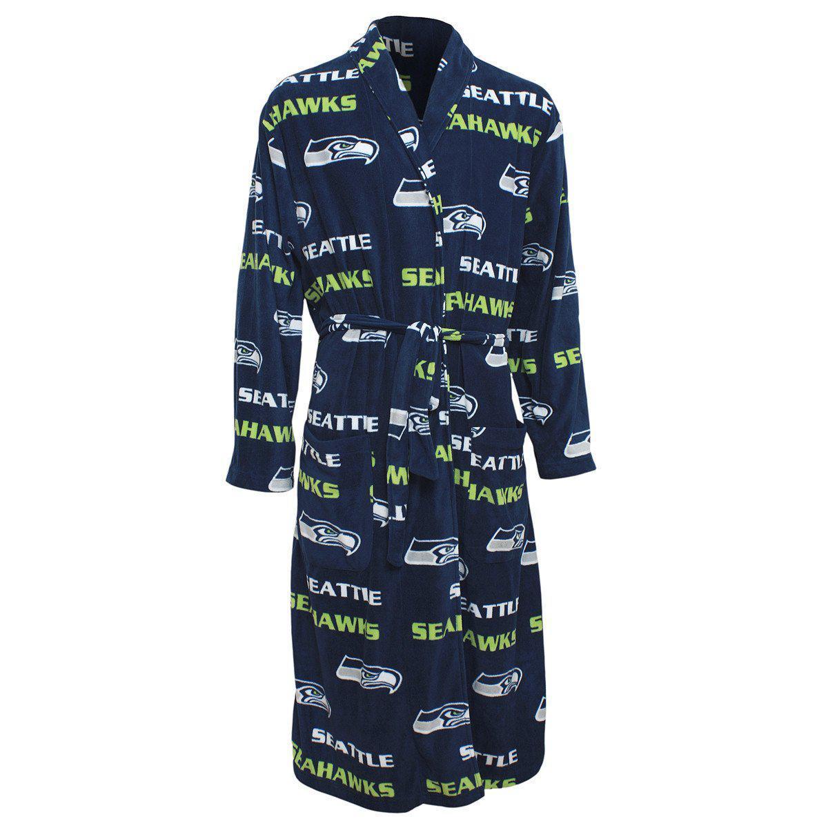 Seattle Seahawks Facade Microfleece Bathrobe in Navy-Bathrobe-Concepts Sport-Top Notch Gift Shop