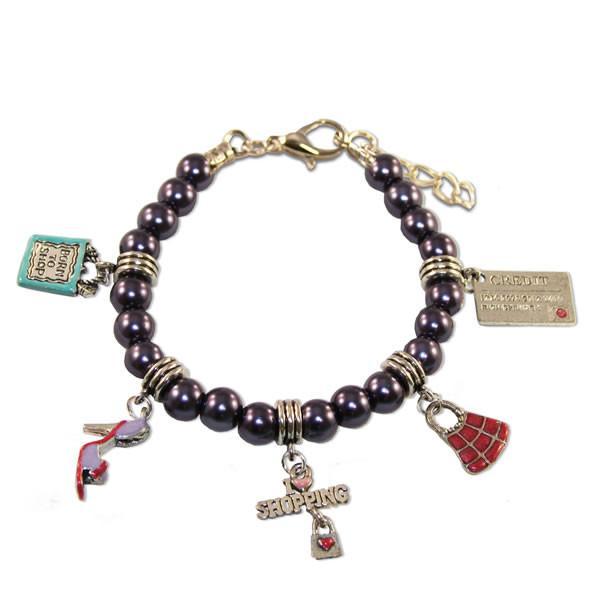 Shopper Mom Charm Bracelet in Silver-Bracelet-Whimsical Gifts-Top Notch Gift Shop