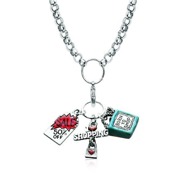 Shopper Mom Charm Necklace in Silver-Necklace-Whimsical Gifts-Top Notch Gift Shop