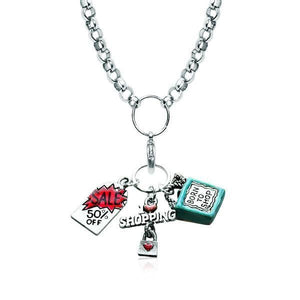 Shopper Mom Charm Necklace in Silver-Necklace-Whimsical Gifts-Top Notch Gift Shop