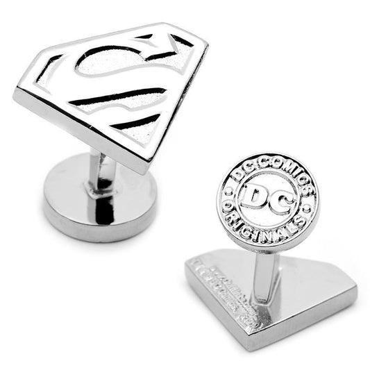 Silver Superman Shield Cufflinks-Cufflinks-Cufflinks, Inc.-Top Notch Gift Shop