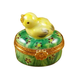 Small Chick On Green Base Limoges Box by Rochard™-Limoges Box-Rochard-Top Notch Gift Shop