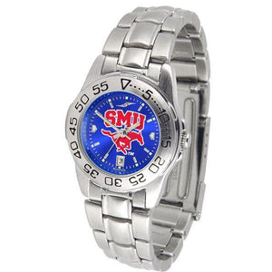 Southern Methodist Mustangs Ladies AnoChrome Steel Band Sports Watch-Watch-Suntime-Top Notch Gift Shop