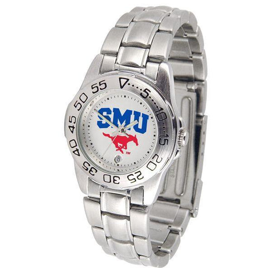 Southern Methodist Mustangs Ladies Steel Band Sports Watch-Watch-Suntime-Top Notch Gift Shop