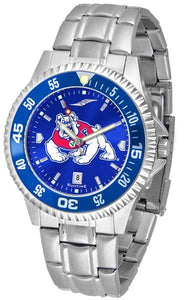 Fresno State Bulldogs Mens Competitor AnoChrome Steel Band Watch w/ Colored Bezel-Watch-Suntime-Top Notch Gift Shop