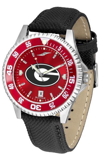 Georgia Bulldogs Mens Competitor Ano Poly/Leather Band Watch w/ Colored Bezel-Watch-Suntime-Top Notch Gift Shop