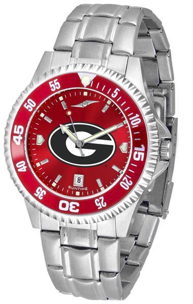 Georgia Bulldogs Mens Competitor AnoChrome Steel Band Watch w/ Colored Bezel-Watch-Suntime-Top Notch Gift Shop