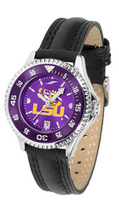 Louisiana State Tigers Ladies Competitor Ano Poly/Leather Band Watch w/ Colored Bezel-Watch-Suntime-Top Notch Gift Shop