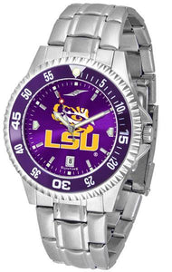 Louisiana State Tigers Mens Competitor AnoChrome Steel Band Watch w/ Colored Bezel-Watch-Suntime-Top Notch Gift Shop