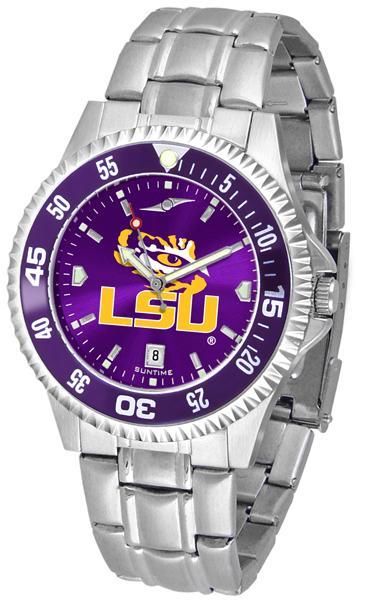 Louisiana State Tigers Mens Competitor AnoChrome Steel Band Watch w/ Colored Bezel-Watch-Suntime-Top Notch Gift Shop
