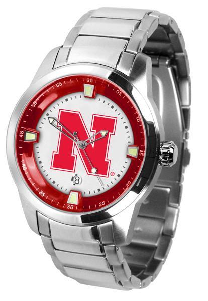 Nebraska Cornhuskers Men's Titan Stainless Steel Band Watch-Watch-Suntime-Top Notch Gift Shop