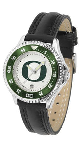 Oregon Ducks Ladies Competitor Ano Poly/Leather Band Watch w/ Colored Bezel-Watch-Suntime-Top Notch Gift Shop