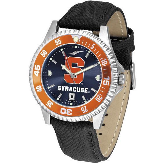 Syracuse Orange Mens Competitor Ano Poly/Leather Band Watch w/ Colored Bezel-Watch-Suntime-Top Notch Gift Shop