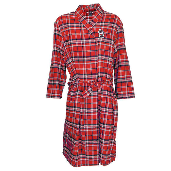 St. Louis Cardinals Mens Flannel Bathrobe in Red/Navy Plaid-Bathrobe-Concepts Sport-Top Notch Gift Shop