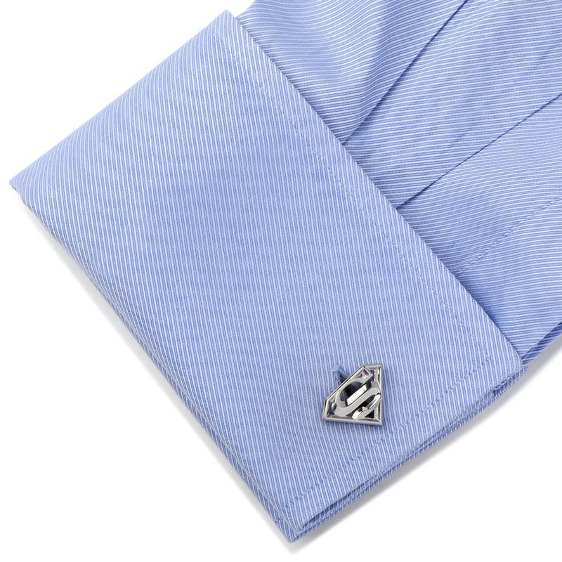 Stainless Steel Beveled Superman Shield Cufflinks-Cufflinks-Cufflinks, Inc.-Top Notch Gift Shop