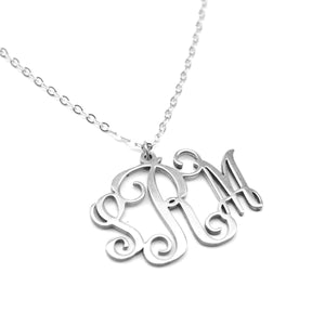 Sterling Silver Vine Monogram Pendant - Handcrafted in the USA-Necklace-Carved Solutions-Top Notch Gift Shop