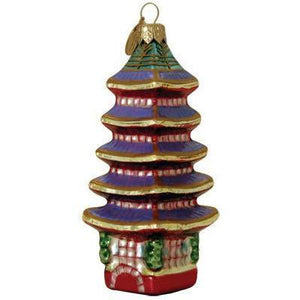 Tea Garden Pogoda Blown Glass Christmas Ornament-Ornament-Landmark Creations-Top Notch Gift Shop
