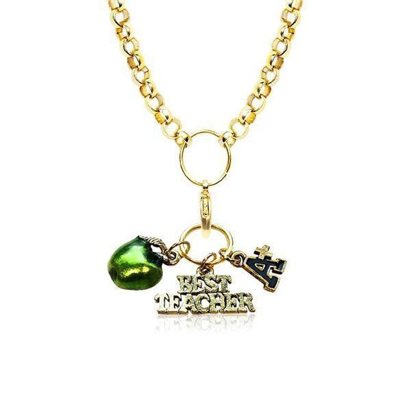 Teacher Charm Necklace in Gold-Necklace-Whimsical Gifts-Top Notch Gift Shop