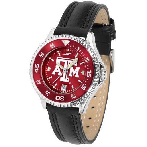 Texas A&M Aggies Ladies Competitor Ano Poly/Leather Band Watch w/ Colored Bezel-Watch-Suntime-Top Notch Gift Shop