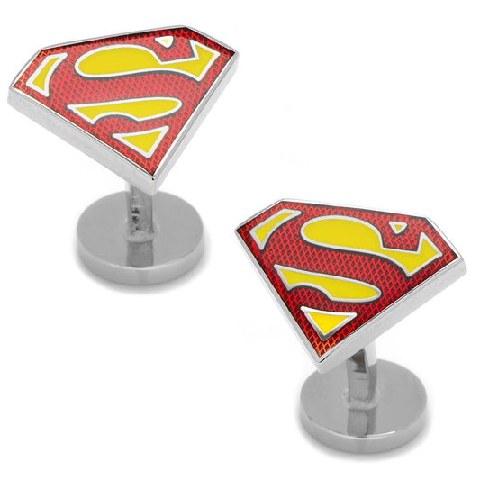 Textured Transparent Enamel Superman Shield Cufflinks-Cufflinks-Cufflinks, Inc.-Top Notch Gift Shop