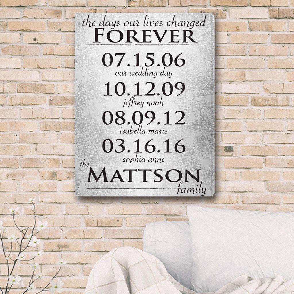 The Days Our Lives Changed Personalized Canvas Print-Canvas Signs-JDS Marketing-Top Notch Gift Shop