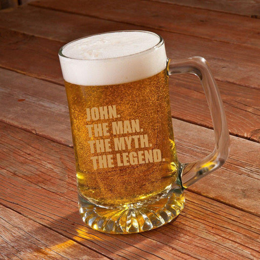 The Man. The Myth. The Legend. Personalized 25 oz. Beer Mug-Beer Mug-JDS Marketing-Top Notch Gift Shop