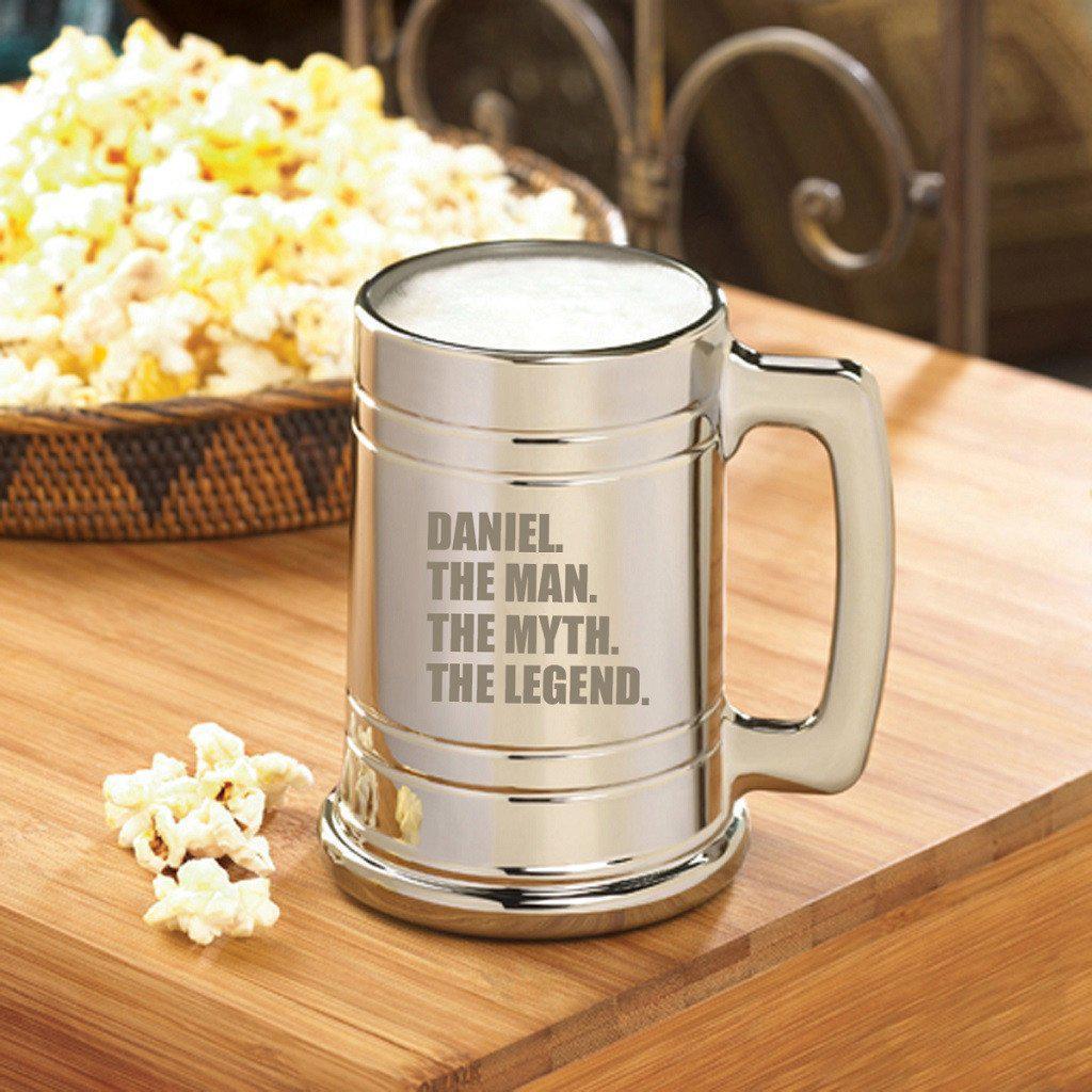 The Man. The Myth. The Legend. Personalized Gunmetal Beer Mug-Beer Mug-JDS Marketing-Top Notch Gift Shop