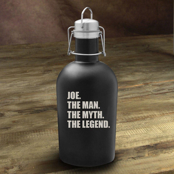 The Man. The Myth. The Legend. Matte Black Personalized Growler-Growler-JDS Marketing-Top Notch Gift Shop